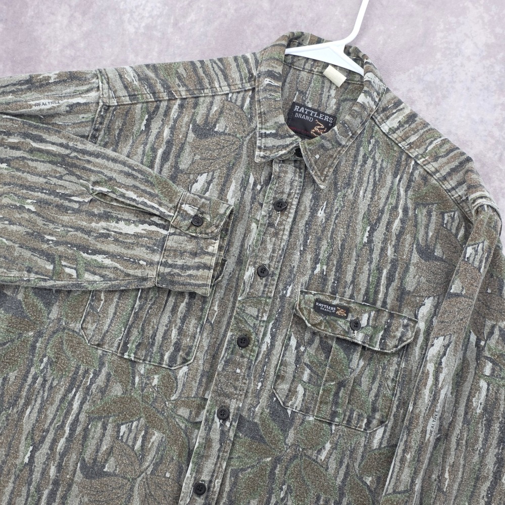 Vintage Rattlers Brand Camo Button Down Shirt Mens XL Realtree Made in USA
